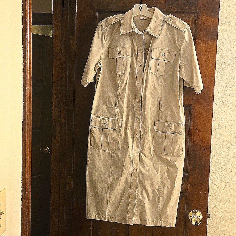 Short sleeve safari shirtdress